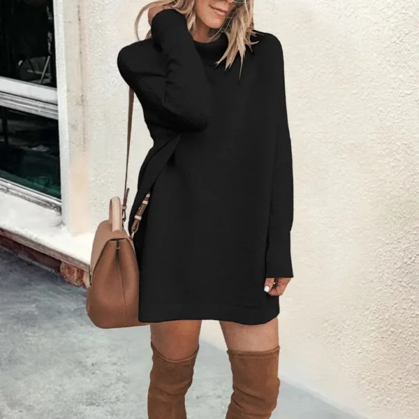 2024 Autumn/Winter New Amazon Cross border European and American Foreign Trade Women's Fashion Long sleeved Mid neck Solid Color - Image 8