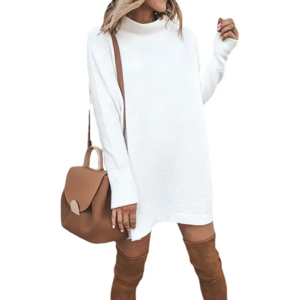 2024 Autumn/Winter New Amazon Cross border European and American Foreign Trade Women's Fashion Long sleeved Mid neck Solid Color - Image 14
