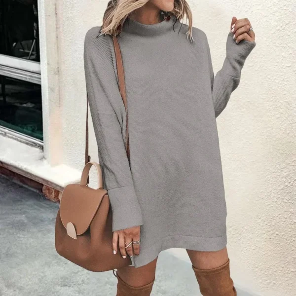 2024 Autumn/Winter New Amazon Cross border European and American Foreign Trade Women's Fashion Long sleeved Mid neck Solid Color - Image 7