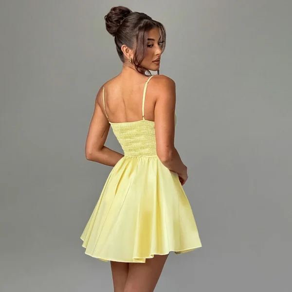 Sexy Bodycon Corset Mini Dress Women Summer Spaghetti Strap Skinny Bodycon Short Dress  Party Vacation Pleated Dress - Image 2